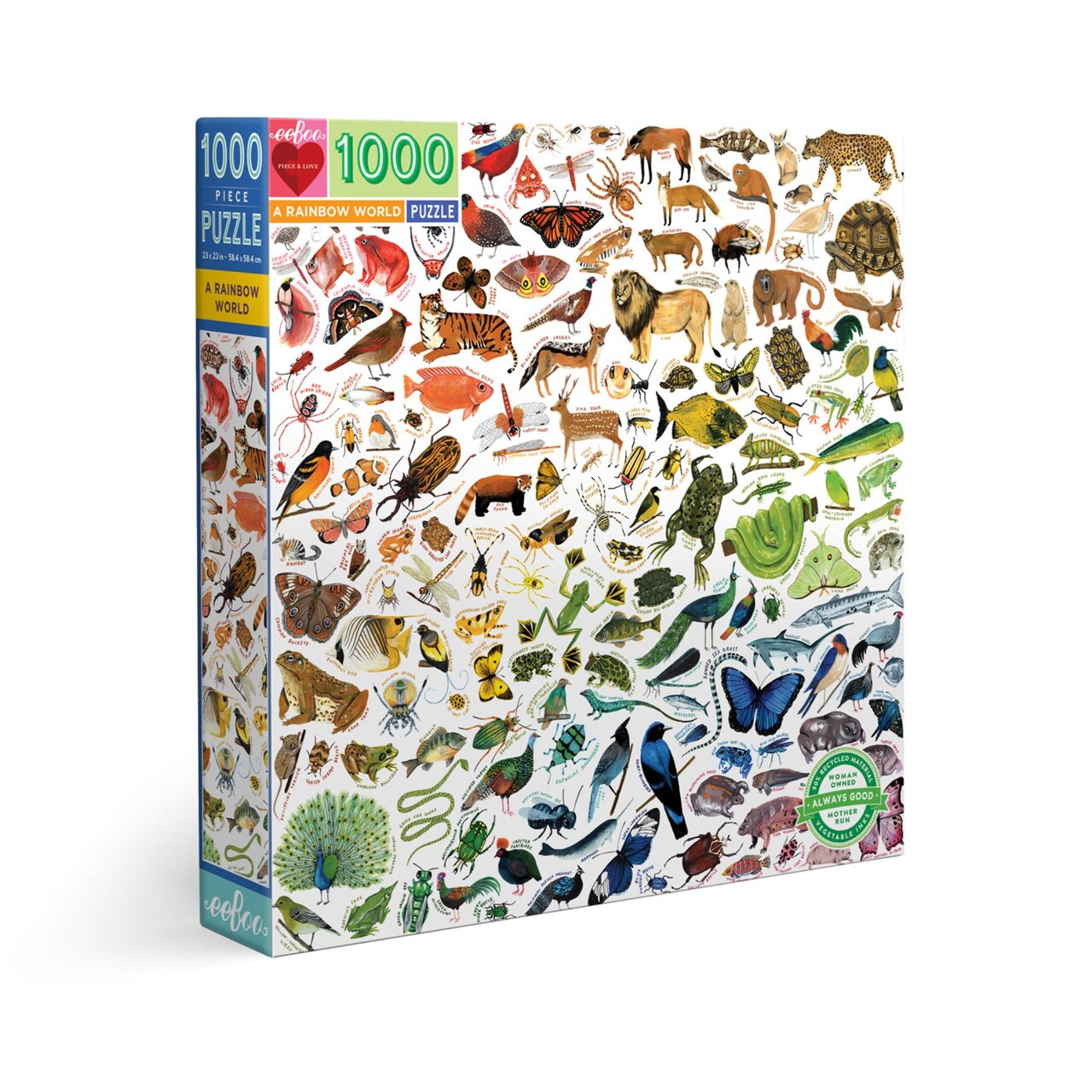 eeBoo Piece and Love A Rainbow World 1000 piece square adult Jigsaw Puzzle